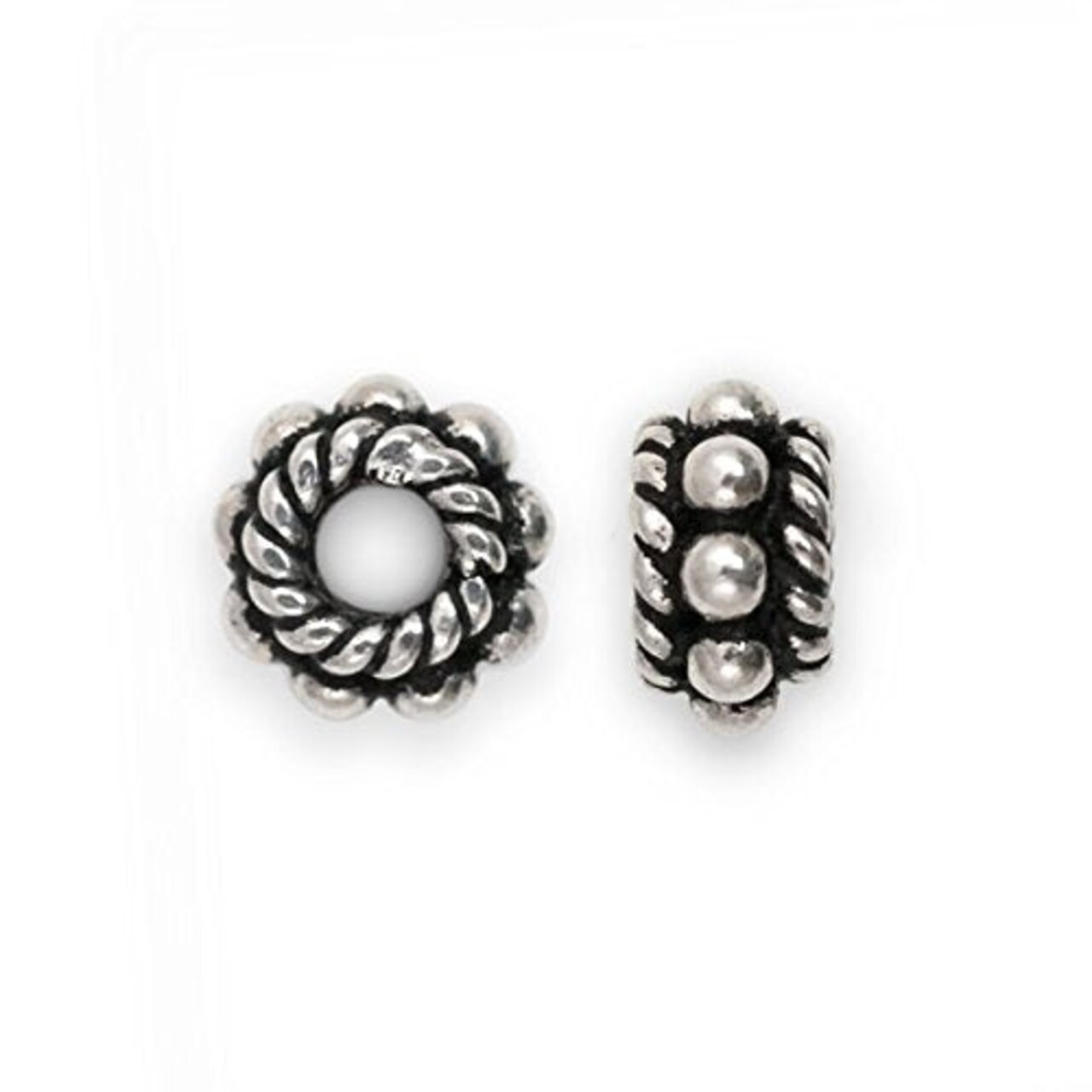 JewelrySupply Bead - Bali Style Flower with Rope Edge 6x3mm Sterling Silver (1-Pc)